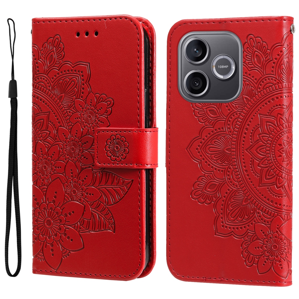 Mandala knižkové puzdro na Honor 600 Lite 5G - červené