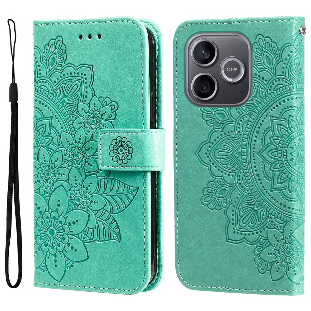 Mandala knižkové puzdro na Honor 600 Lite 5G - modrozelené