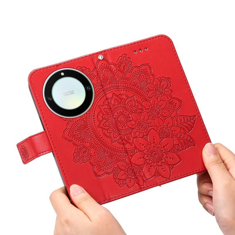 Mandala knižkové puzdro na Honor Magic 5 Lite 5G - červené
