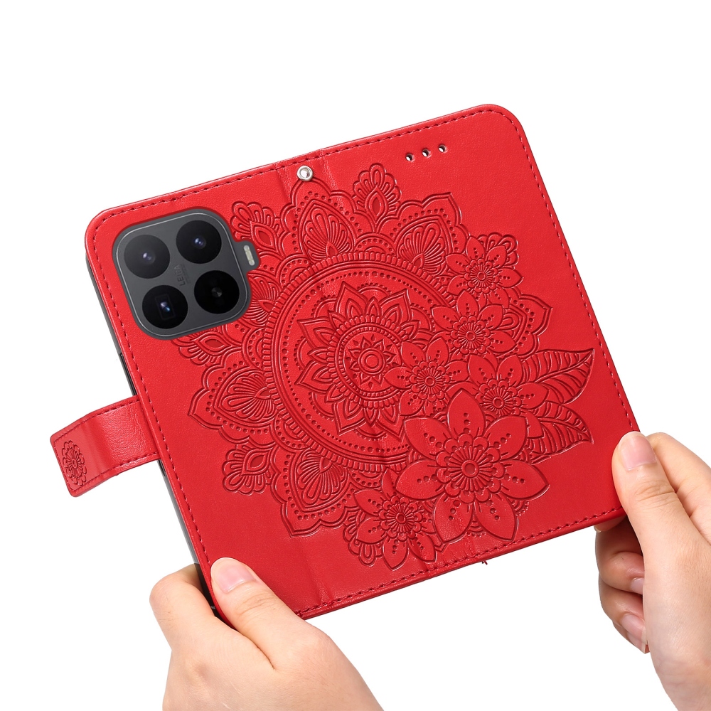 Mandala knižkové púzdro na mobil Xiaomi 17T - červené