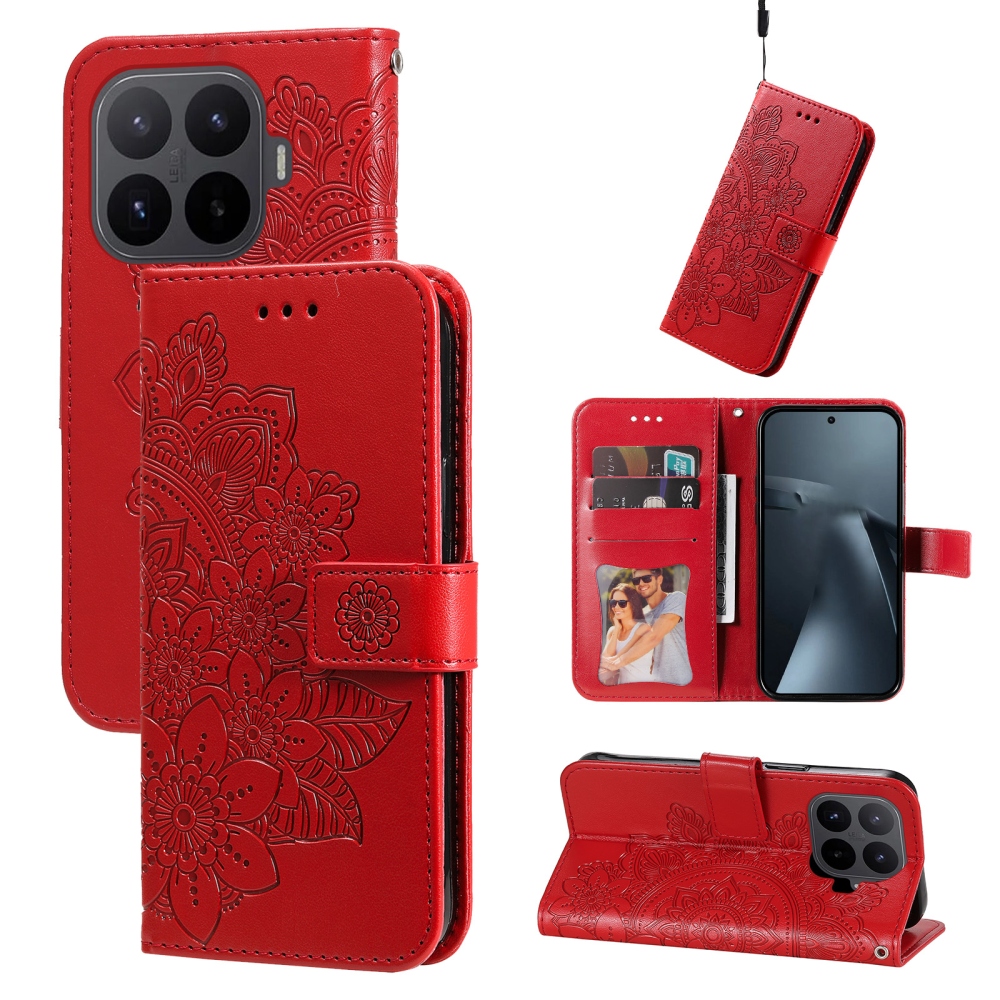 Mandala knižkové púzdro na mobil Xiaomi 17T - červené