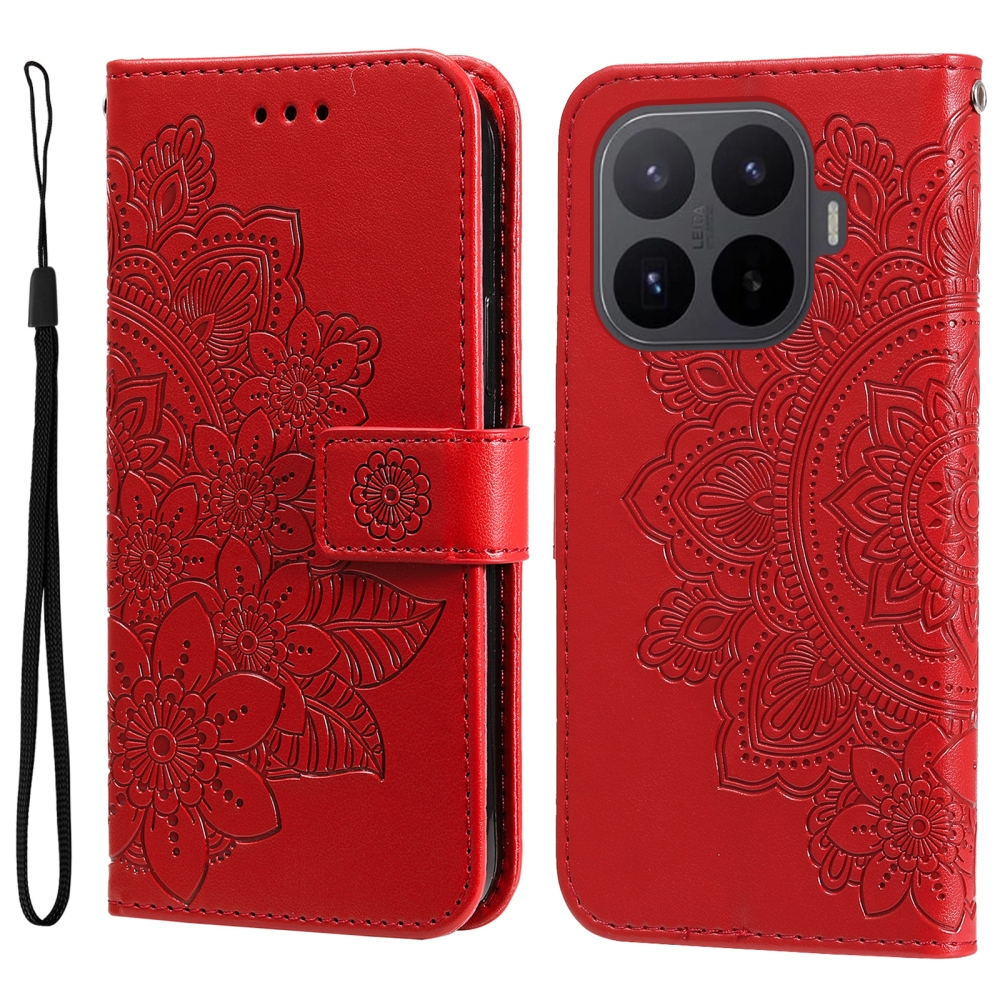 Mandala knižkové púzdro na mobil Xiaomi 17T - červené