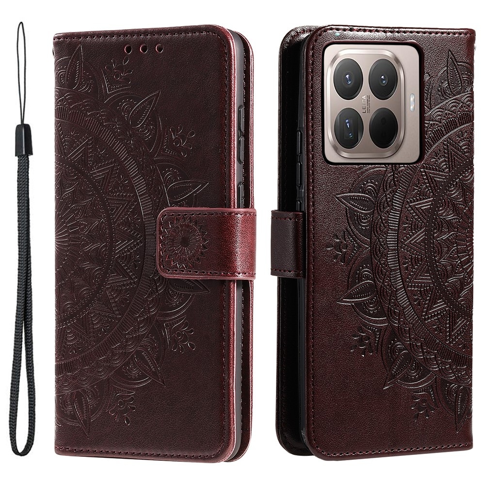 Mandala knižkové púzdro na mobil Xiaomi 17T - hnedé