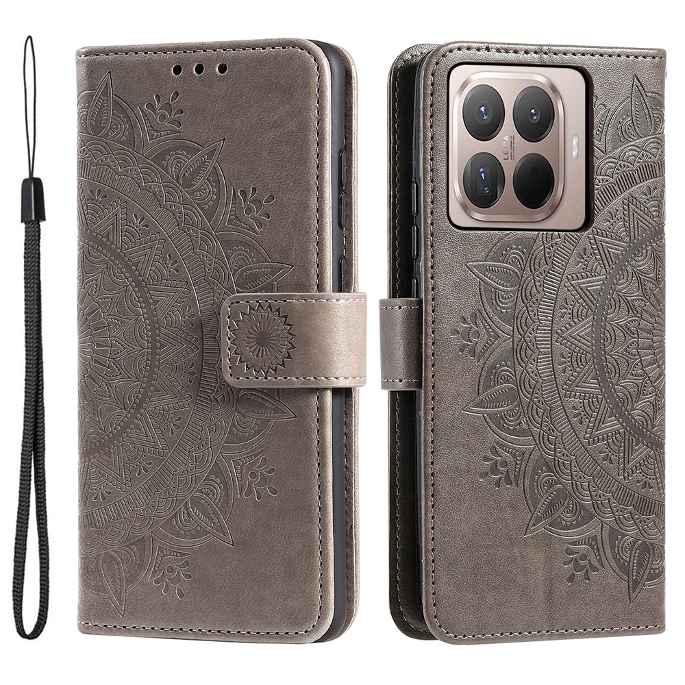 Mandala knižkové púzdro na mobil Xiaomi 17T - šedé