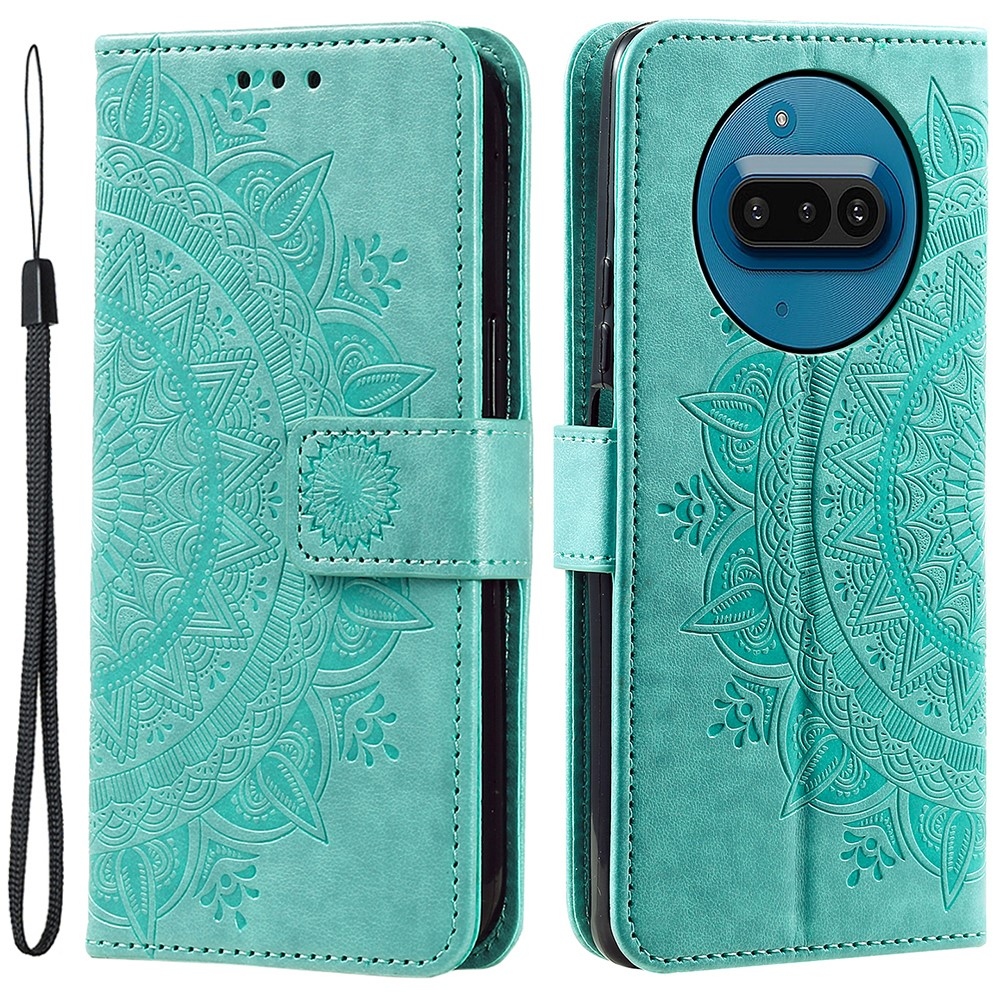 Mandala knižkové puzdro na Nothing Phone (3a) - modrozelené