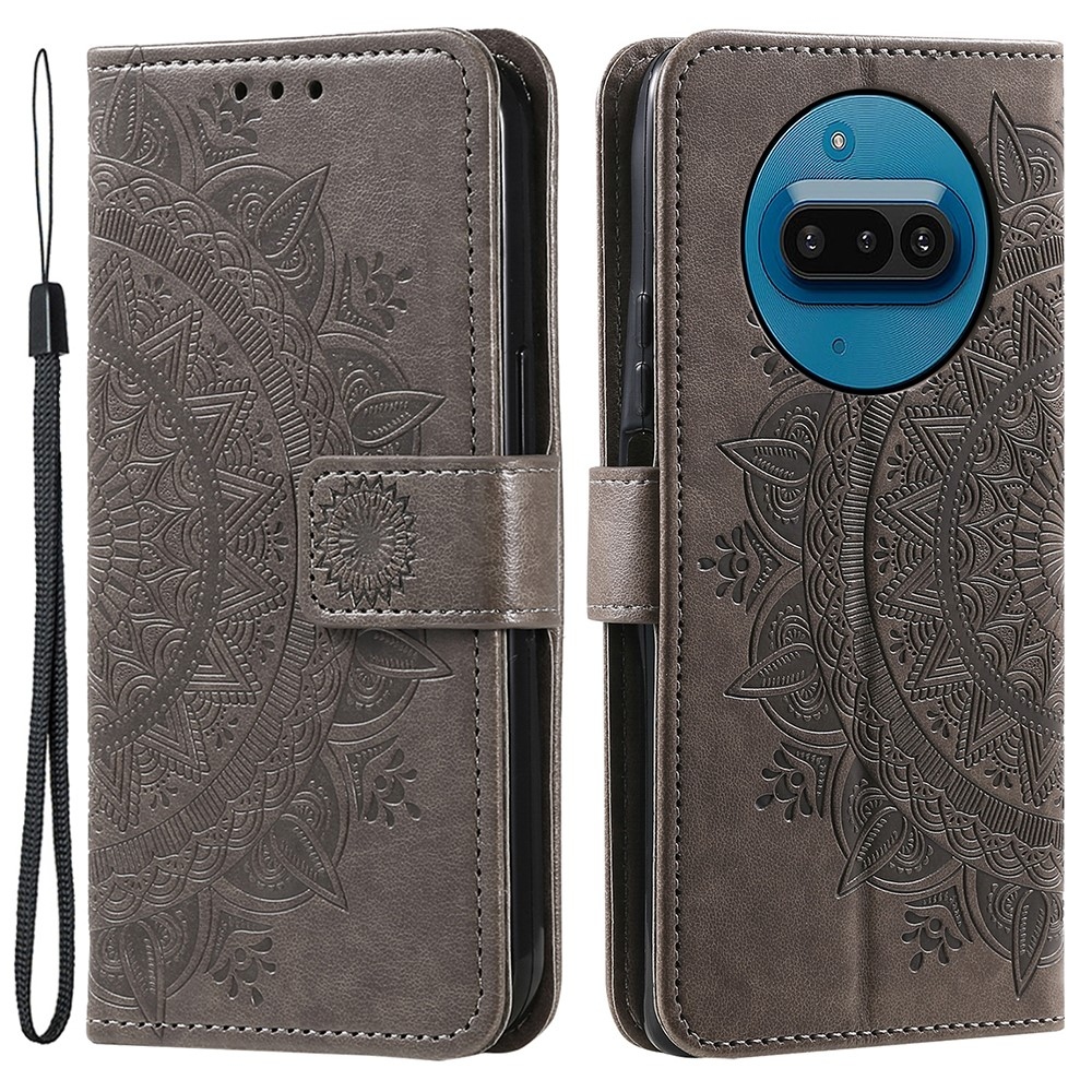 Mandala knižkové puzdro na Nothing Phone (3a) - šedé