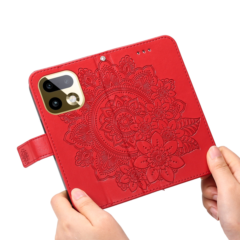 Mandala knižkové puzdro na Realme 16 Pro+ 5G - červené