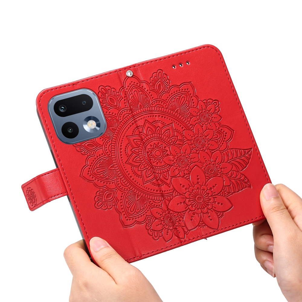 Mandala knižkové puzdro na Realme 16 Pro 5G - červené