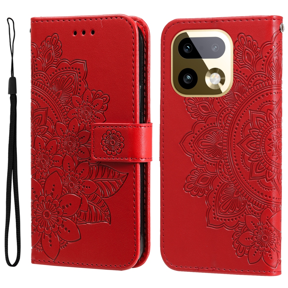 Mandala knižkové puzdro na Realme 16 Pro+ 5G - červené