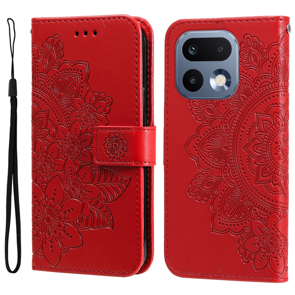 Mandala knižkové puzdro na Realme 16 Pro 5G - červené