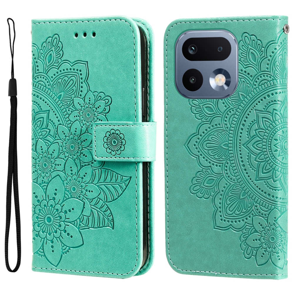 Mandala knižkové puzdro na Realme 16 Pro 5G - modrozelené