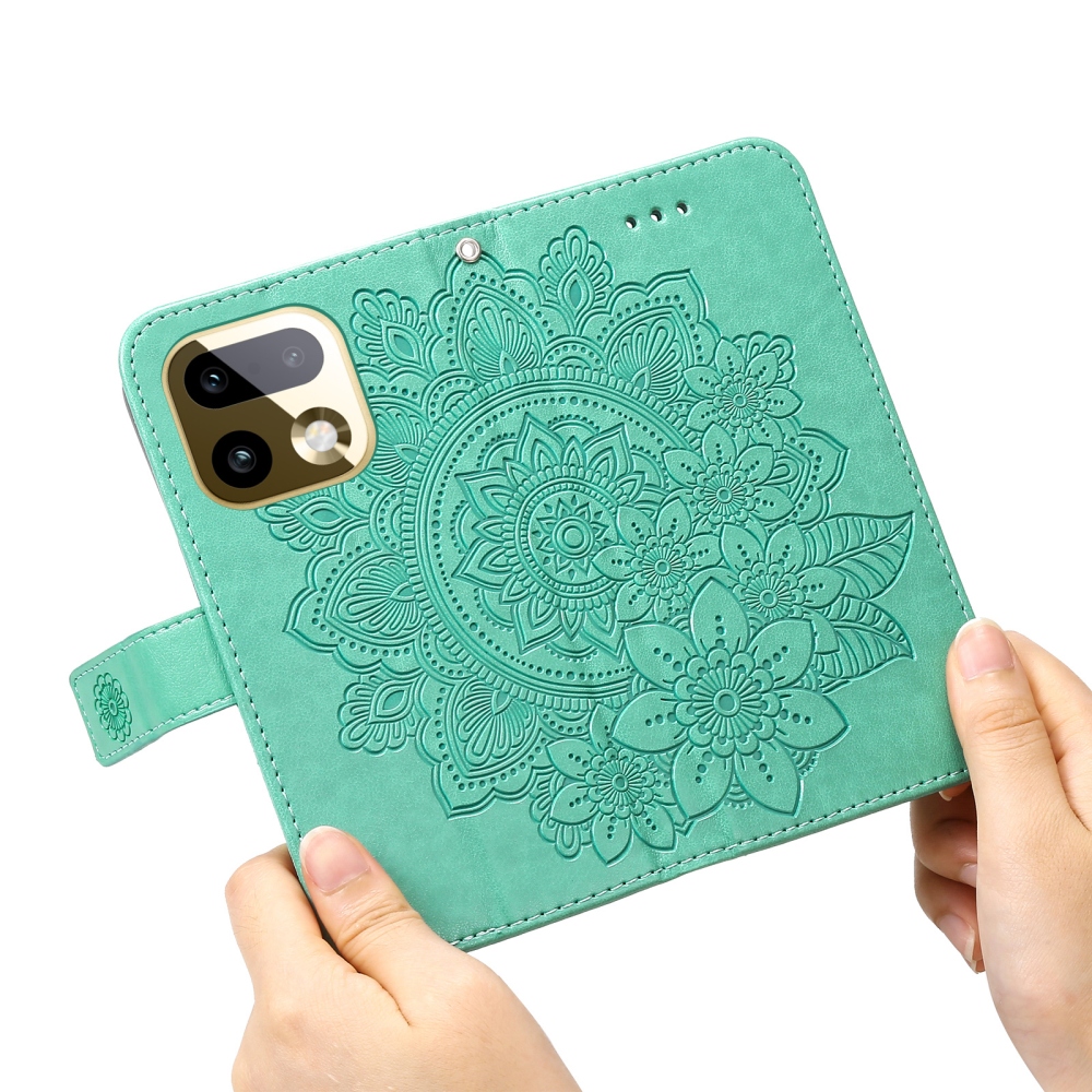 Mandala knižkové puzdro na Realme 16 Pro+ 5G - modrozelené