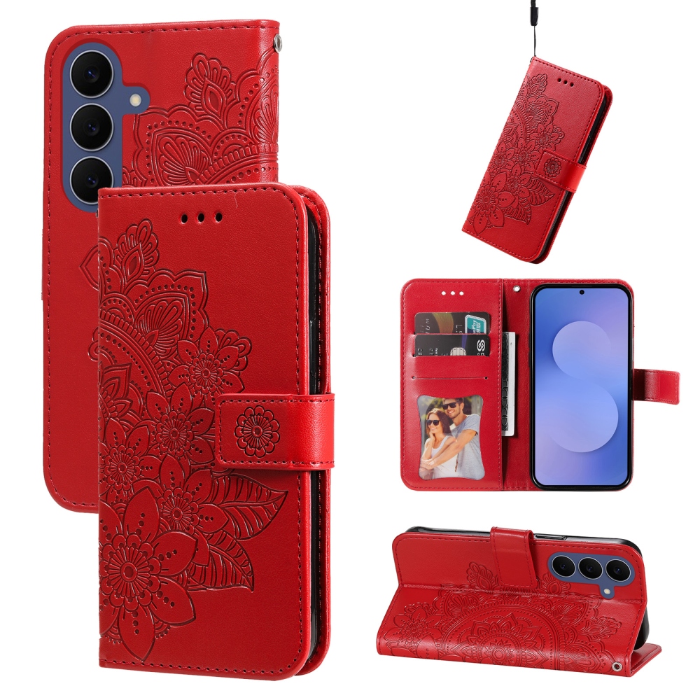 Mandala knižkové púzdro na Samsung Galaxy S26 FE - červené