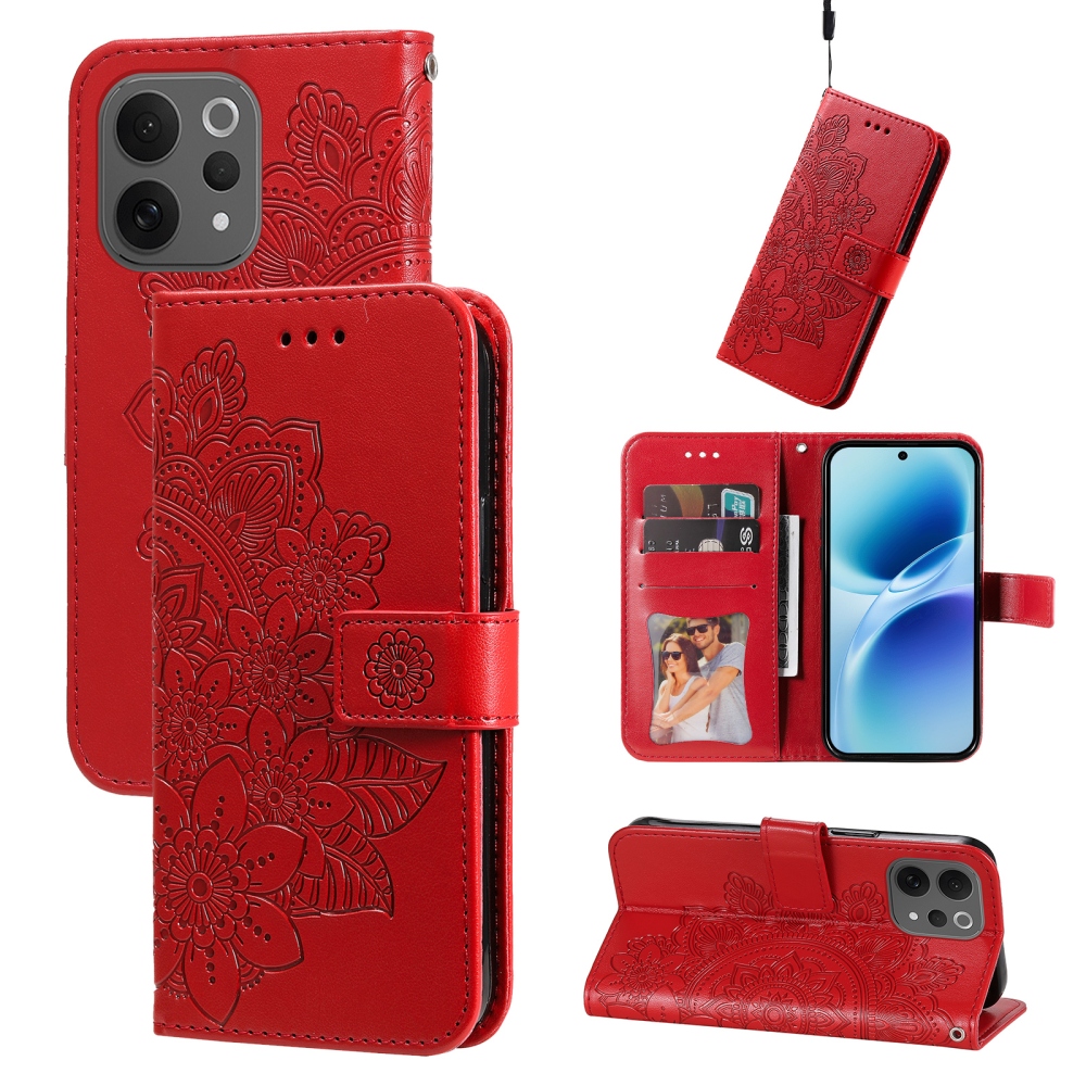 Mandala knižkové puzdro na Vivo V70 5G - červené