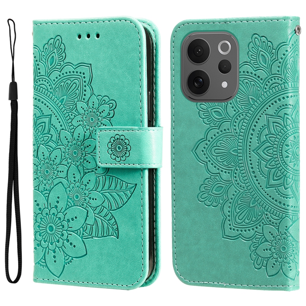 Mandala knižkové puzdro na Vivo V70 5G - modrozelené