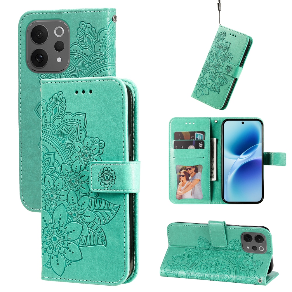 Mandala knižkové puzdro na Vivo V70 5G - modrozelené