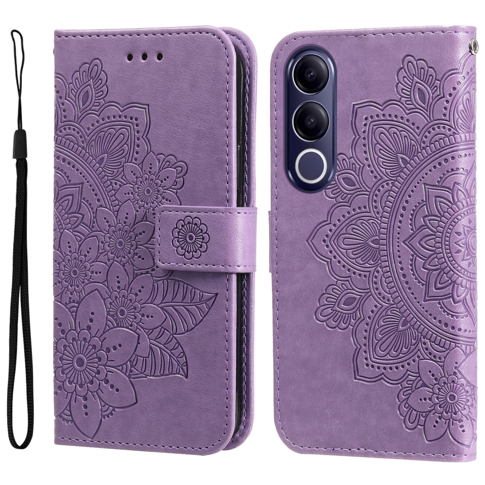 Mandala knižkové púzdro na Vivo V70 FE 5G - fialové