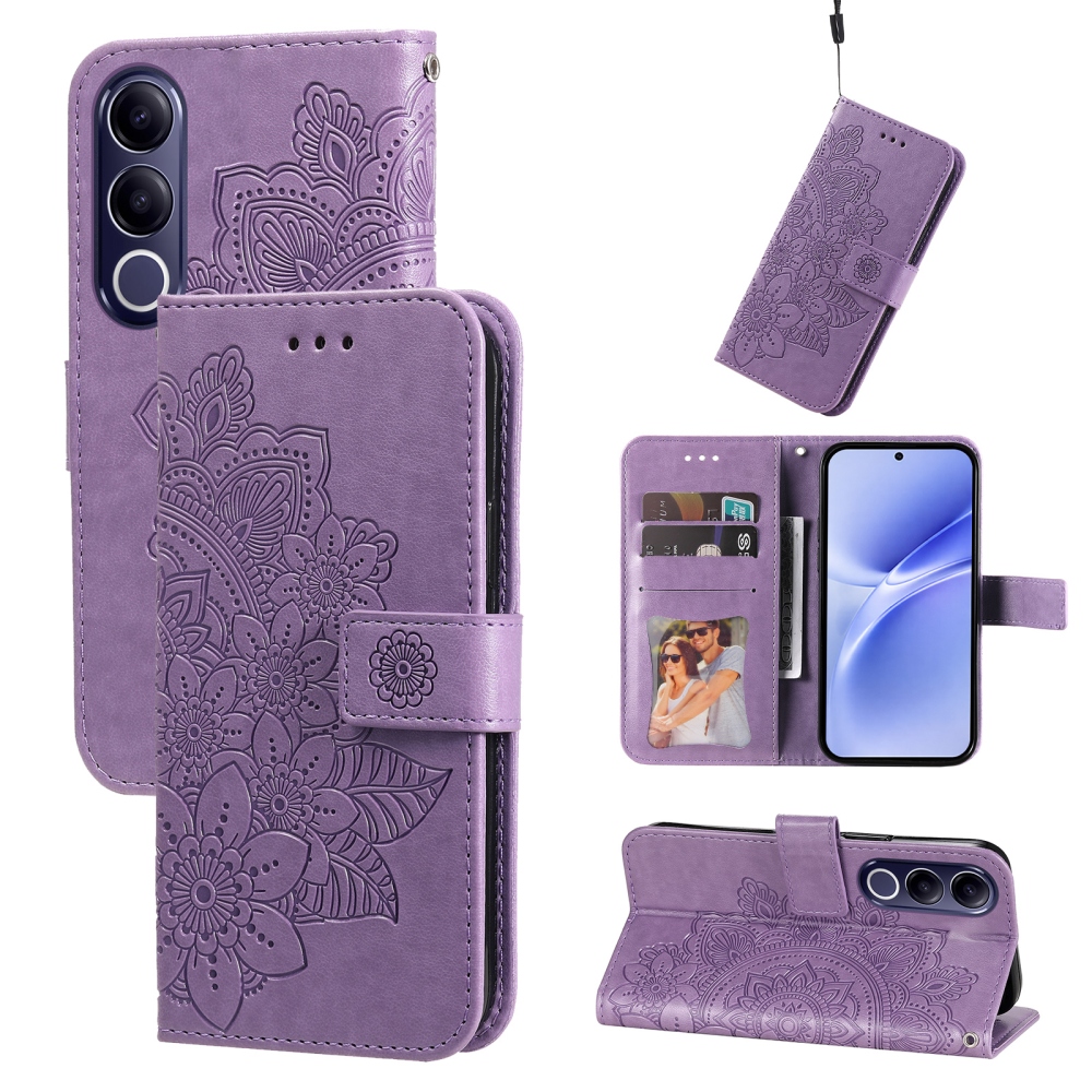 Mandala knižkové púzdro na Vivo V70 FE 5G - fialové