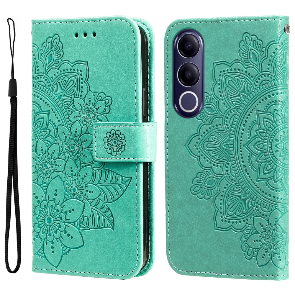 Mandala knižkové puzdro na Vivo V70 FE 5G - modrozelené