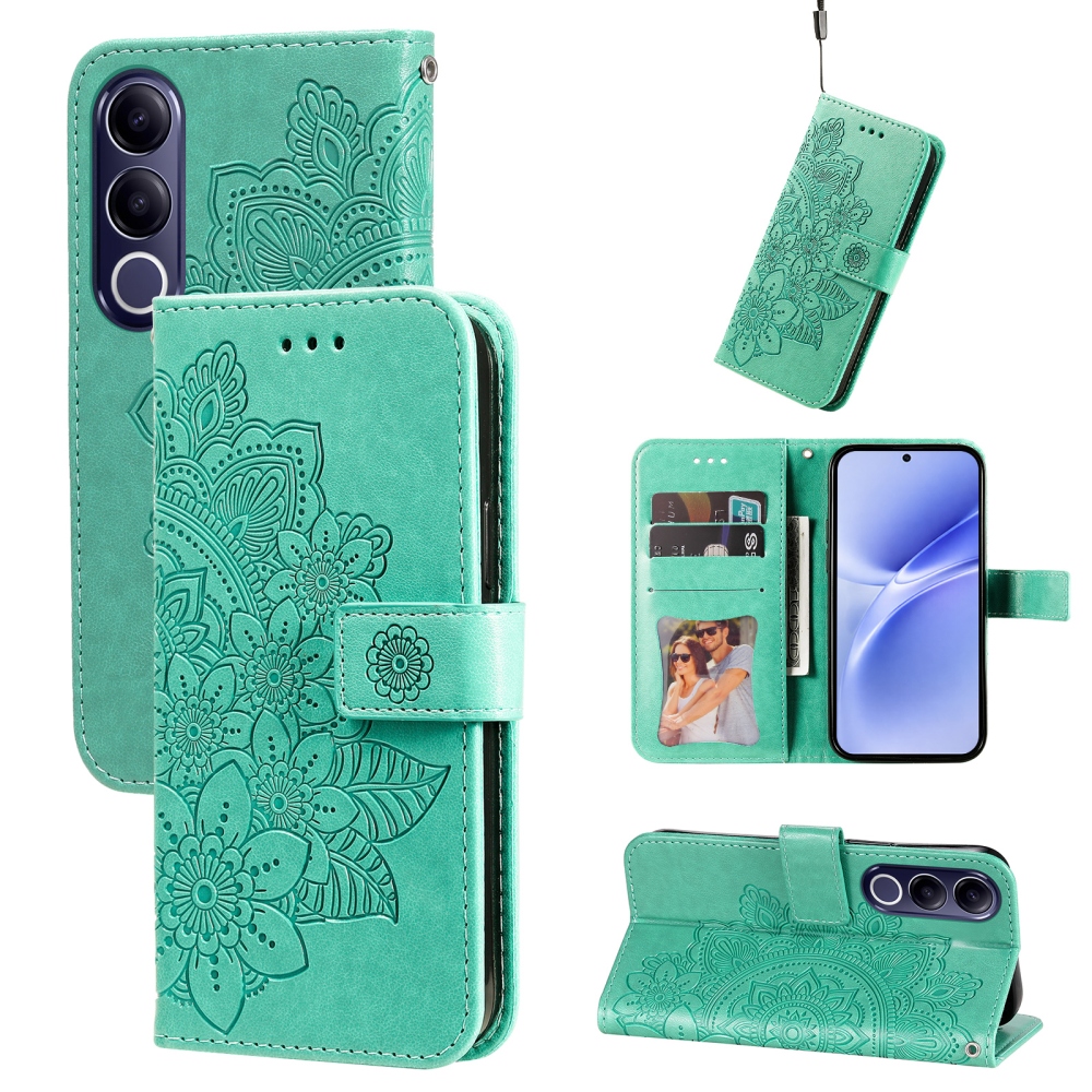 Mandala knižkové puzdro na Vivo V70 FE 5G - modrozelené