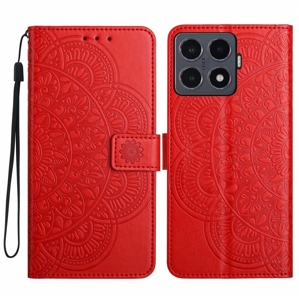 Mandala knižkové púzdro na Xiaomi 15T Pro - červené