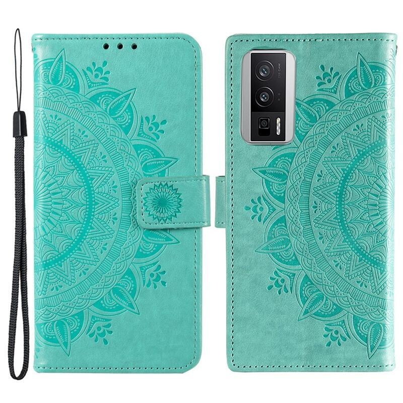 Mandala knižkové púzdro na Xiaomi Poco F5 Pro - modrozelené