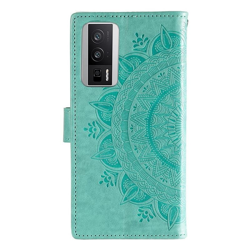 Mandala knižkové púzdro na Xiaomi Poco F5 Pro - modrozelené