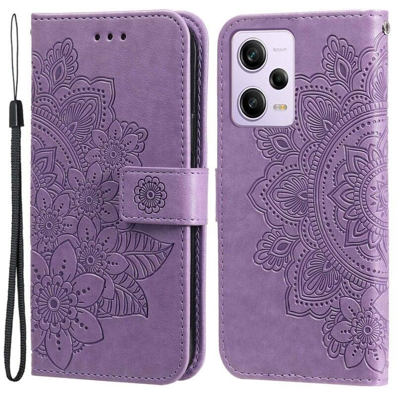 Mandala knižkové púzdro na Xiaomi Redmi Note 12 Pro 5G/Poco X5 Pro 5G - fialové