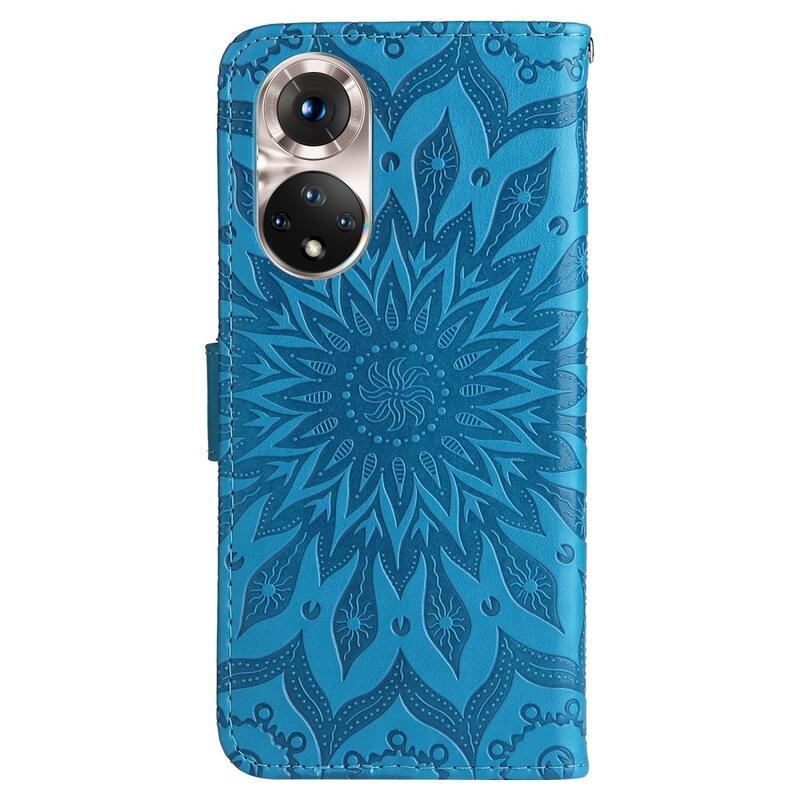 Mandala PU kožené peněženkové pouzdro na mobil Huawei Nova 9/Honor 50 - modré