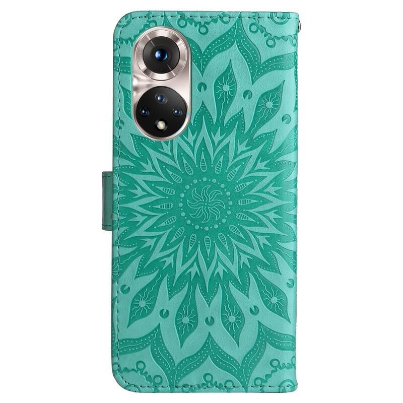 Mandala PU kožené peněženkové pouzdro na mobil Huawei Nova 9/Honor 50 - zelené