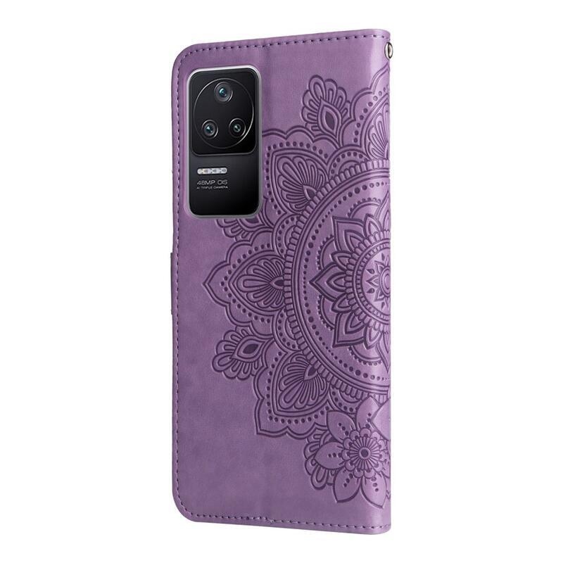 Mandala PU kožené peňaženkové púzdro na mobil Xiaomi Poco F4 5G - fialové