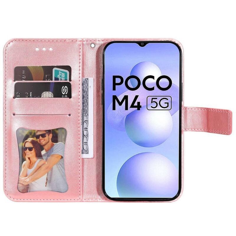 Mandala PU kožené peňaženkové púzdro na mobil Xiaomi Poco M4 5G - rose