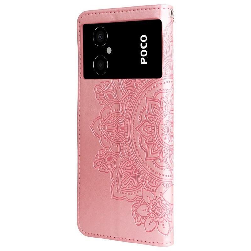 Mandala PU kožené peňaženkové púzdro na mobil Xiaomi Poco M4 5G - rose