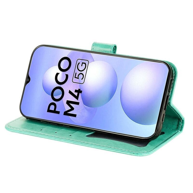 Mandala PU kožené peňaženkové púzdro na mobil Xiaomi Poco M4 5G - zelené