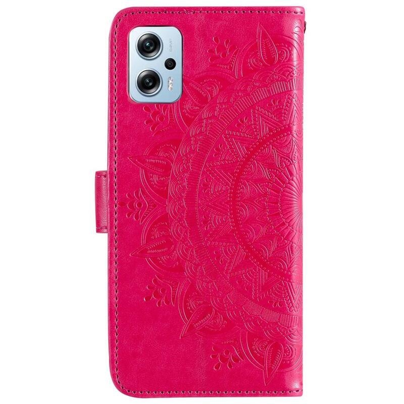 Mandala PU kožené peňaženkové puzdro na mobil Xiaomi Poco X4 GT - rose