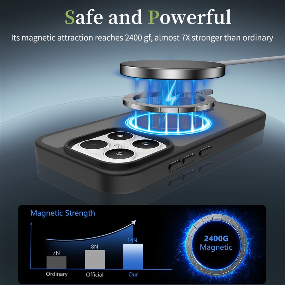 Matte gélový obal s pevným chrbtom a MagSafe na Xiaomi 17 - čierny