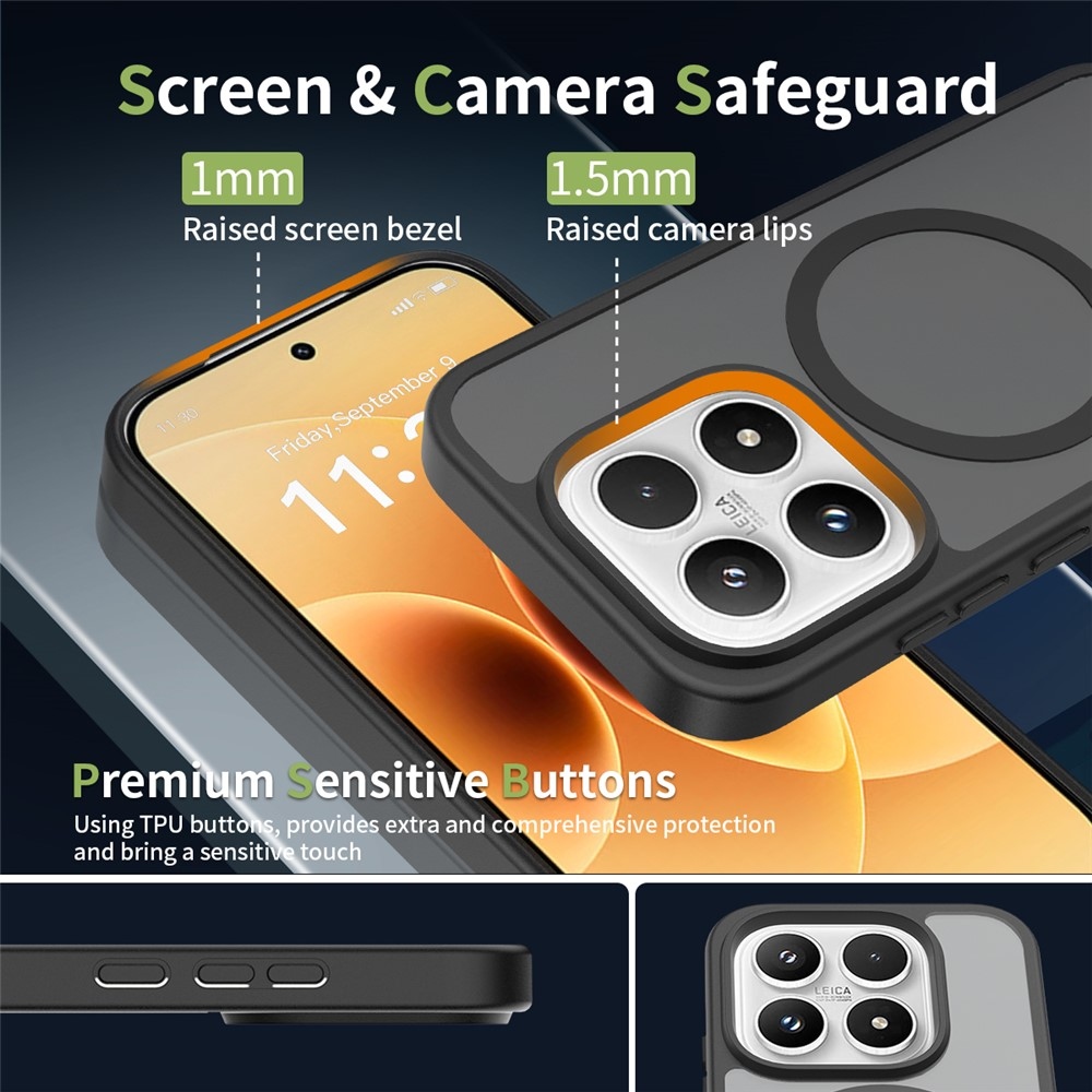 Matte gélový obal s pevným chrbtom a MagSafe na Xiaomi 17 - čierny