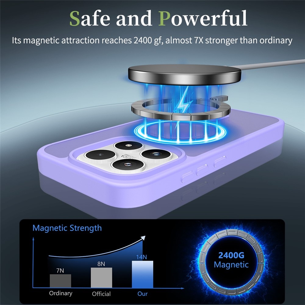 Matte gélový obal s pevným chrbtom a MagSafe na Xiaomi 17 - fialový