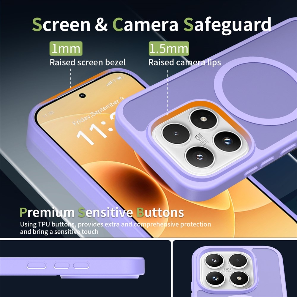 Matte gélový obal s pevným chrbtom a MagSafe na Xiaomi 17 - fialový