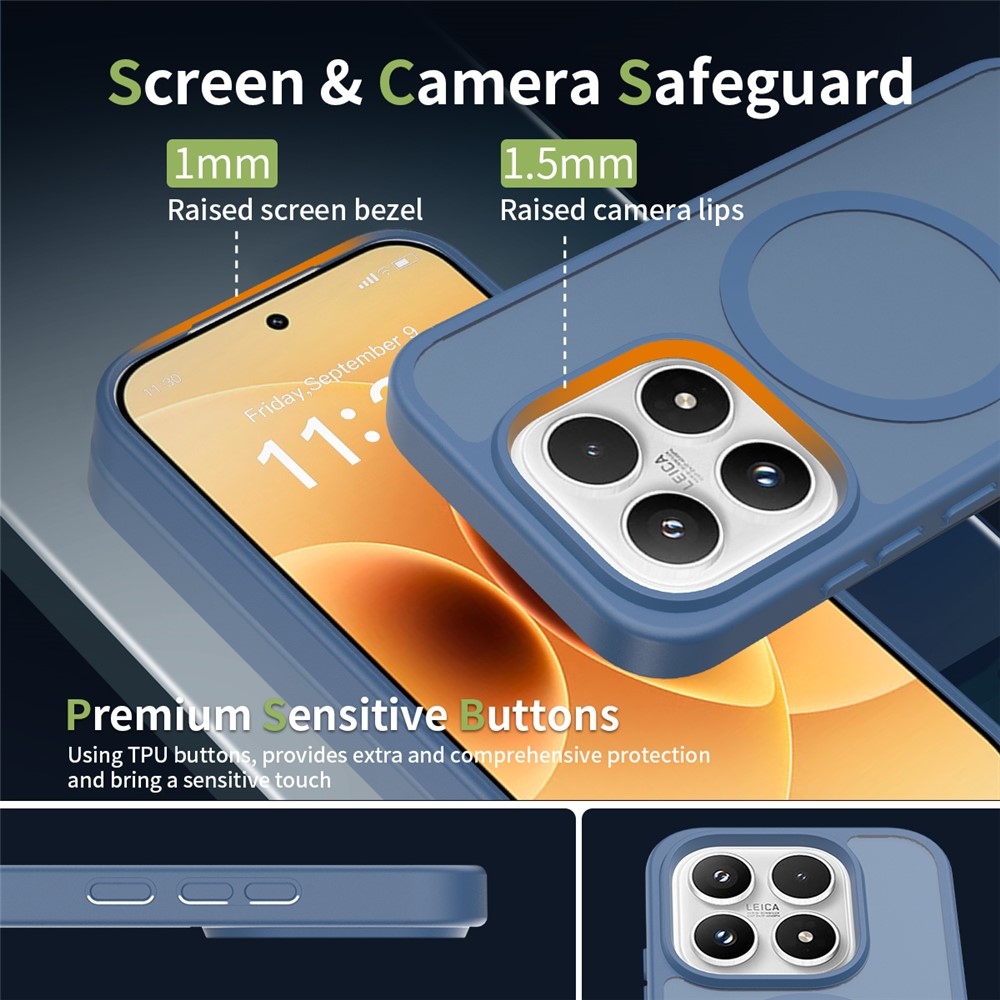 Matte gélový obal s pevným chrbtom a MagSafe na Xiaomi 17 - modrý