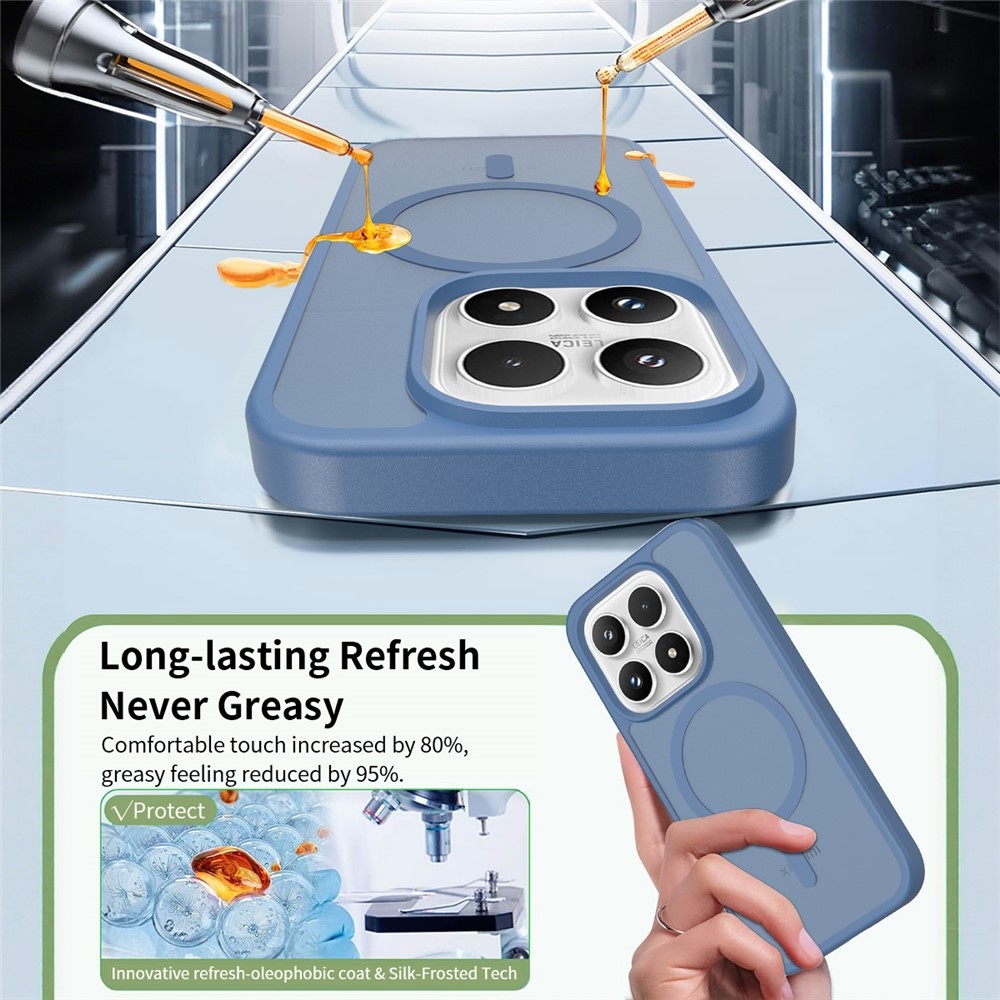 Matte gélový obal s pevným chrbtom a MagSafe na Xiaomi 17 - modrý