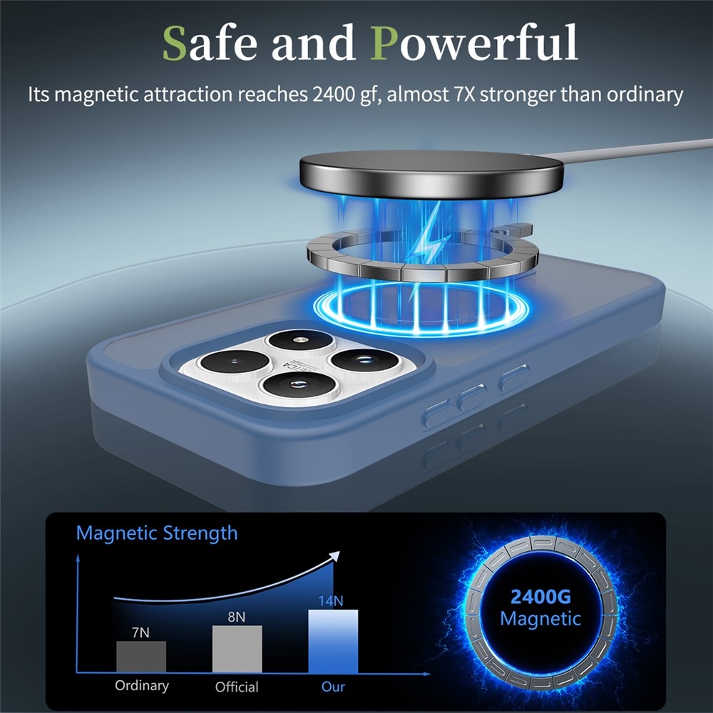 Matte gélový obal s pevným chrbtom a MagSafe na Xiaomi 17 - modrý