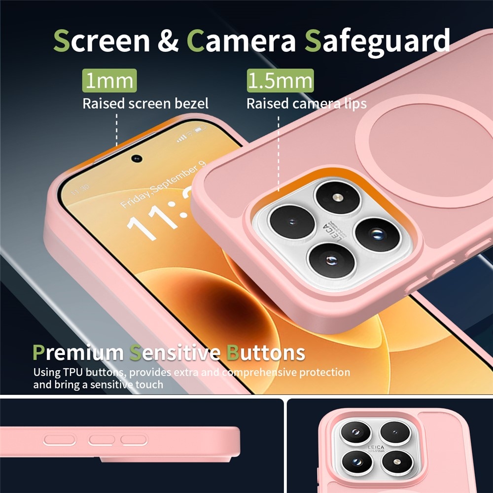 Matte gélový obal s pevným chrbtom a MagSafe na Xiaomi 17 - ružový