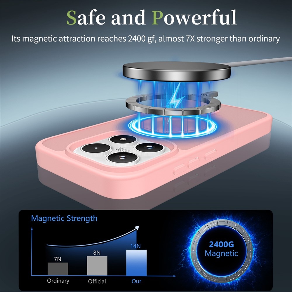 Matte gélový obal s pevným chrbtom a MagSafe na Xiaomi 17 - ružový