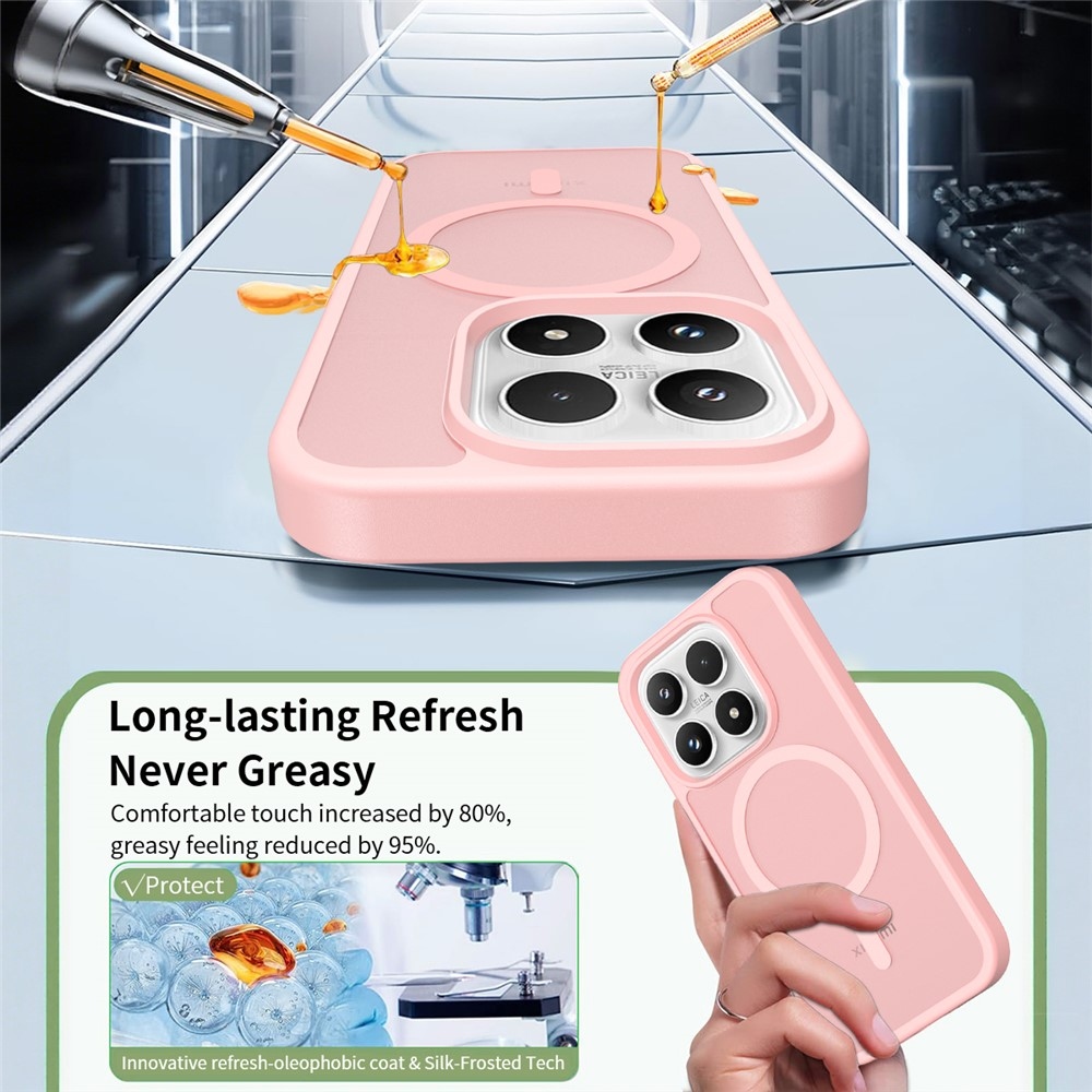 Matte gélový obal s pevným chrbtom a MagSafe na Xiaomi 17 - ružový