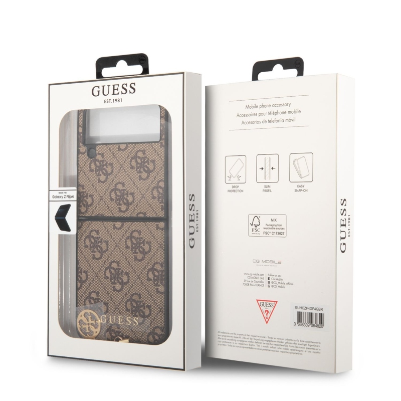 Guess 4G Charms Zadný Kryt pre Samsung Galaxy Z Flip 4 Brown