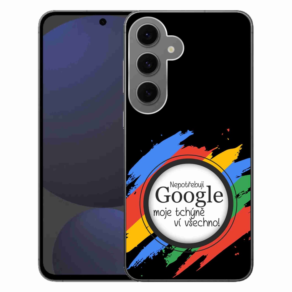 Gélový kryt mmCase na Samsung Galaxy S24 FE - svokra vie všetko čierne pozadie