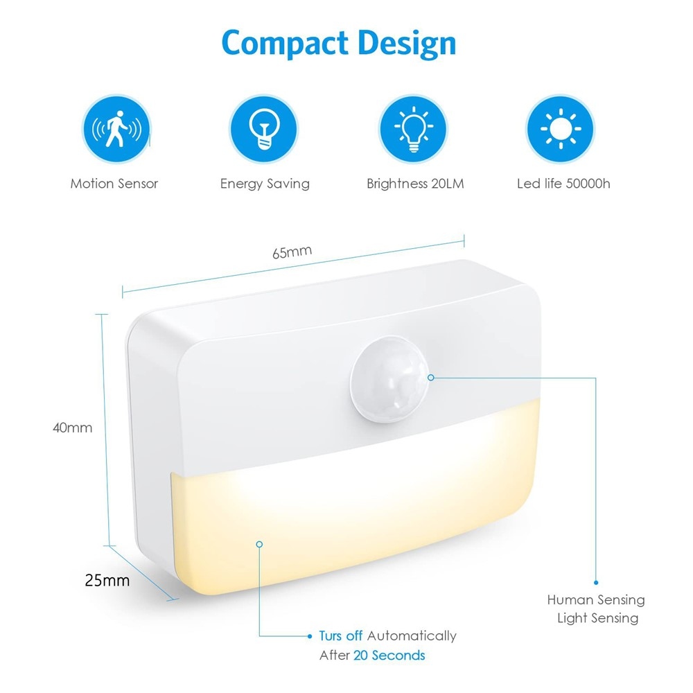 Batériové LED svetlo s pohybovým čidlom do interiéru – teplé biele