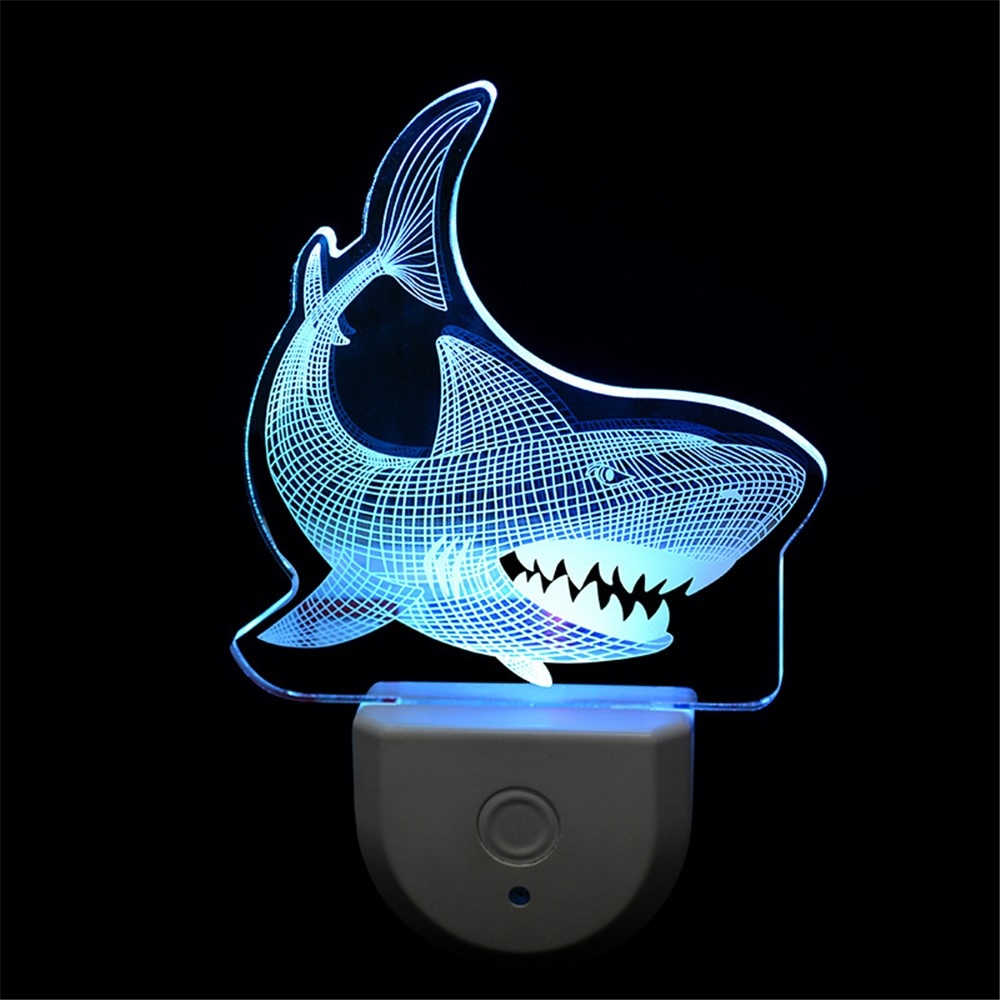 Detské nočné LED svetlo do zásuvky so senzorom - žralok