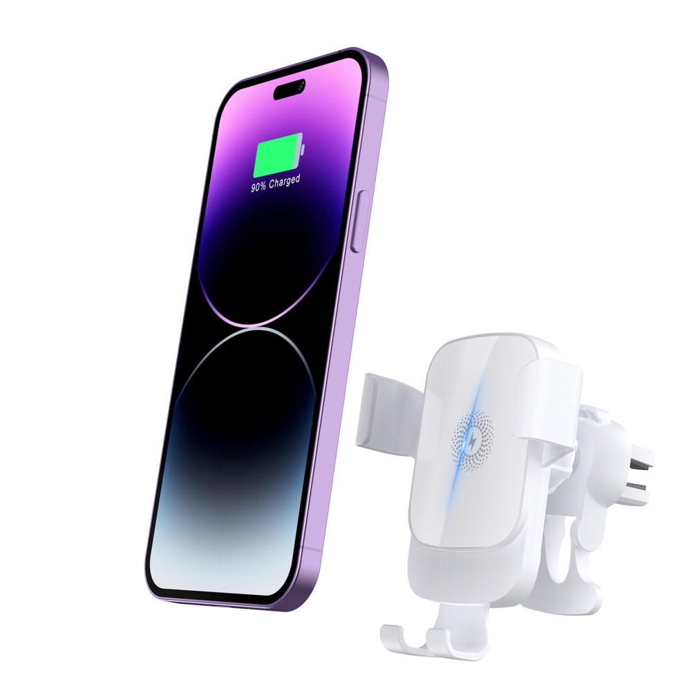 CF96 bezdrôtová nabíjačka do auta s držiakom do ventilácie 15 W - biela